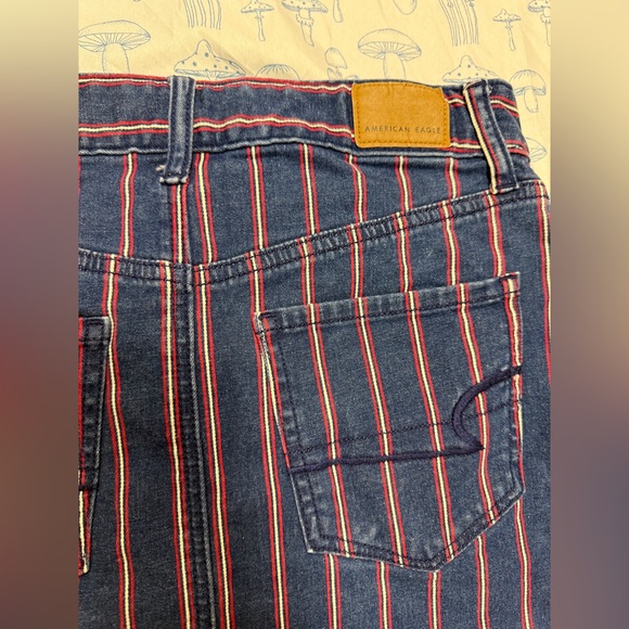 American Eagle Outfitters Navy and Red Striped Jean Skirt - Picture 4 of 6